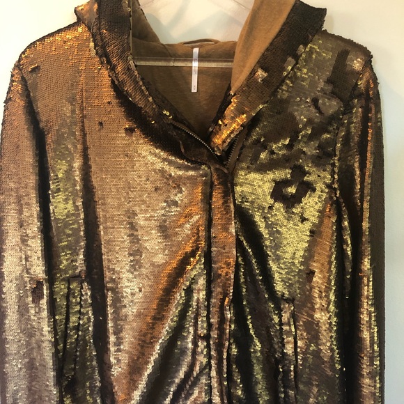 Free People Sequin Jacket Hood NWT - Picture 3 of 6